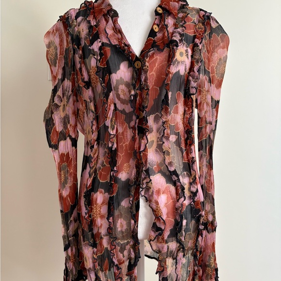 Free People Tops - Free People Spring Floral Tunic Blouse